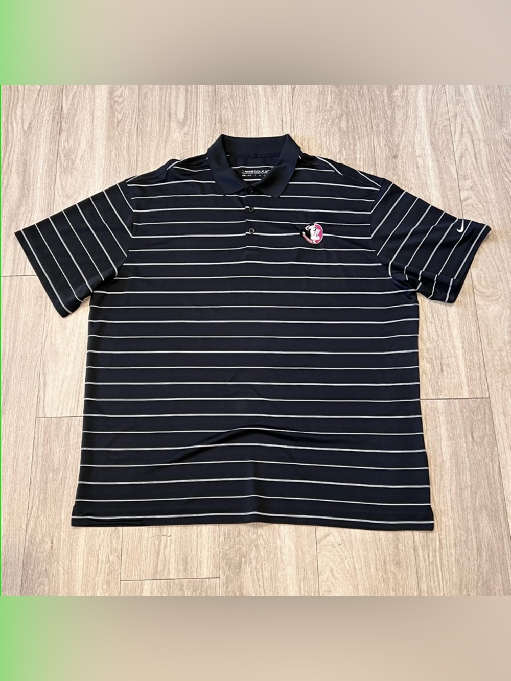 Nike FSU Seminoles Dri-FIT Polo Men’s XXL Black Striped Golf NCAA